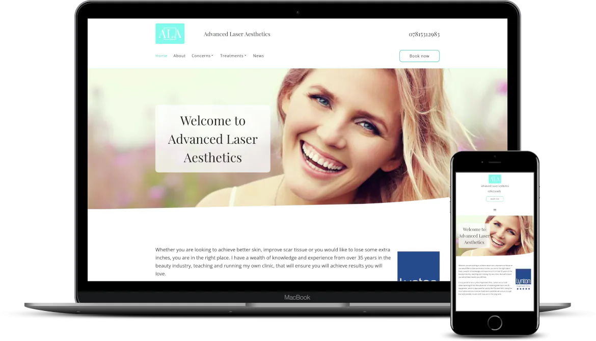 Advanced Laser Aesthetics - web designer for health and beauty businesses