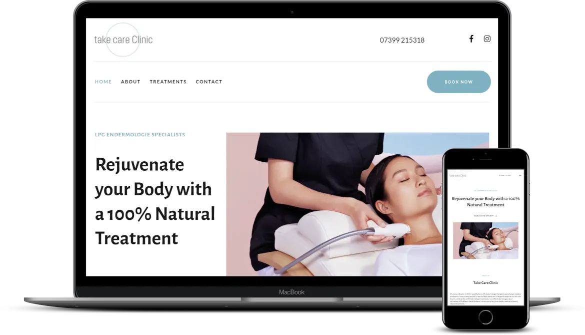 Take Care Clinic - web designer for health and beauty businesses